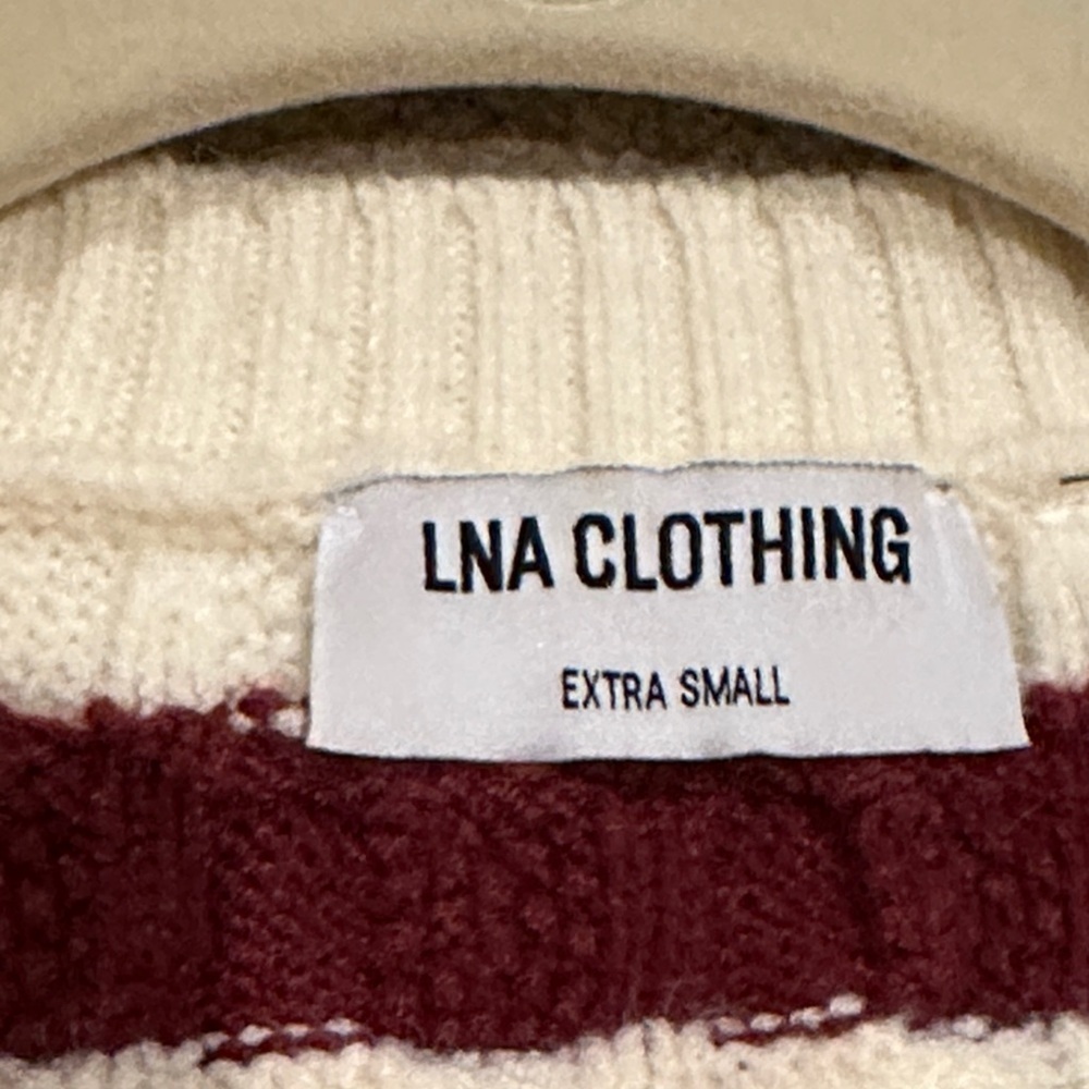 Like New! LNA Maroon and Cream Striped Crew Neck Sweater​​ - Picture 8 of 8